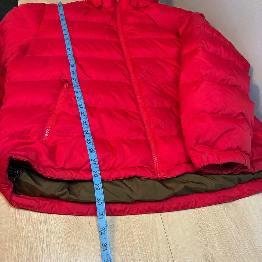 Lands' End Mens Red Hooded Puffer Jacket Coat Large 42-44 Gorpcore Ski‎ Quilted